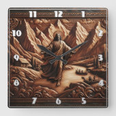 Jezus omringd door bergen en rivieren vierkante klok (Voorkant)