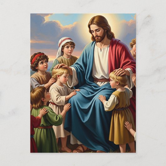 Jezus Omringd door Kinderen Briefkaart (Voorkant)