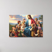Jezus Omringd door Kinderen Canvas Afdruk (Voorkant)