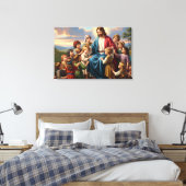 Jezus Omringd door Kinderen Canvas Afdruk (Insitu (Slaapkamer))