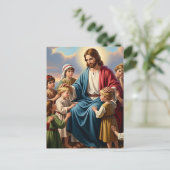 Jezus omringd door kinderen feestdagenkaart (Staand voorkant)