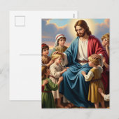 Jezus omringd door kinderen feestdagenkaart (Voorkant / Achterkant)