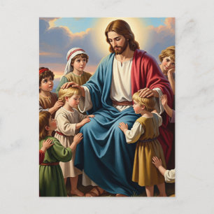 Jezus omringd door kinderen feestdagenkaart