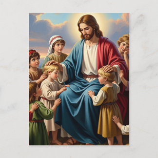 Jezus omringd door kinderen feestdagenkaart