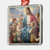 Jezus Omringd door Kinderen Metalen Ornament (Links)