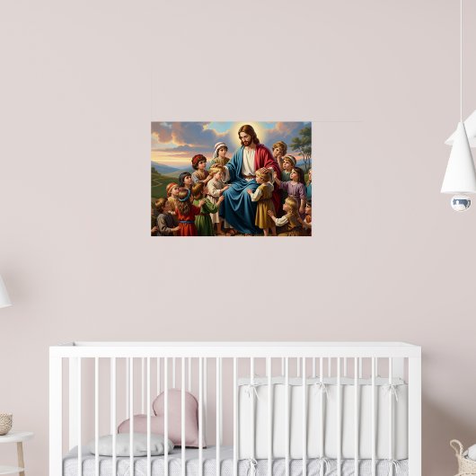 Jezus Omringd door Kinderen Poster (Kinderkamer 2)