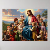 Jezus Omringd door Kinderen Poster (Voorkant)