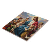 Jezus Omringd door Kinderen Tegeltje (Zijkant)