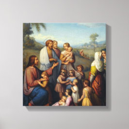 Jezus onder de kinderen Religieus Canvas Afdruk