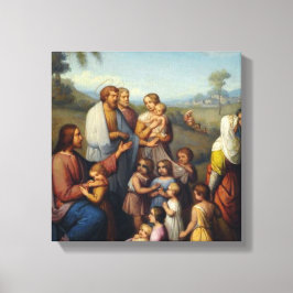 Jezus onder de kinderen Religieus Canvas Afdruk