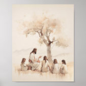 Jezus onderwijst kinderen - Digitale Waterverf Poster (Voorkant)