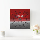 Jezus, onze externe hoop vierkante klok (Huis)
