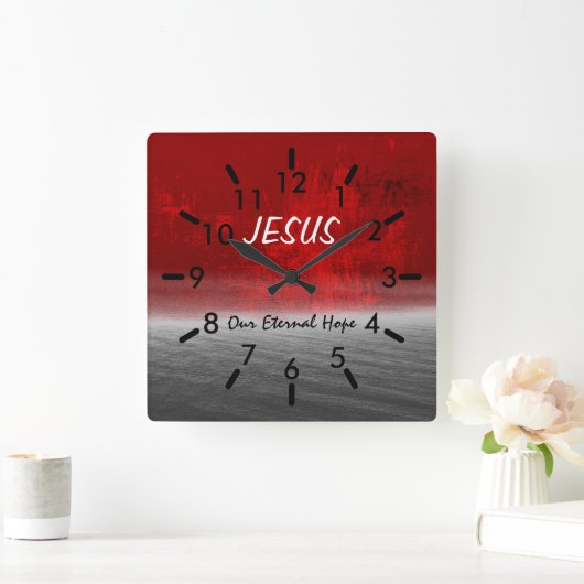 Jezus, onze externe hoop vierkante klok (Huis)