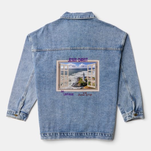 Jezus, onze vuurtoren denim jas denim jacket (Achterkant)