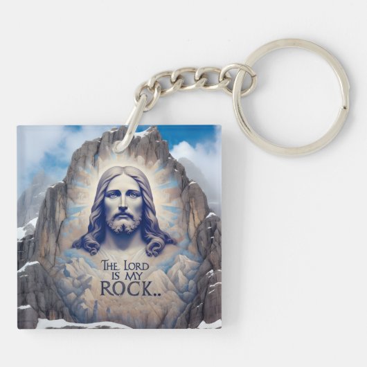 Jezus op de Berg: De Heer is mijn rots Sleutelhanger (Achterkant)