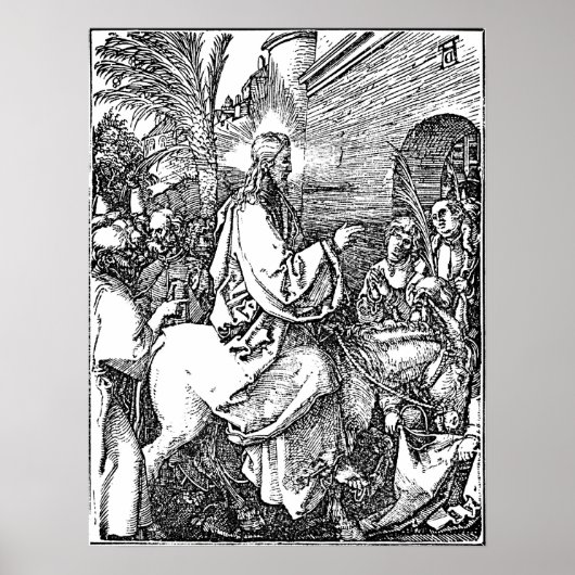 Jezus op de Donkeypalm Sunday Etching Poster (Voorkant)