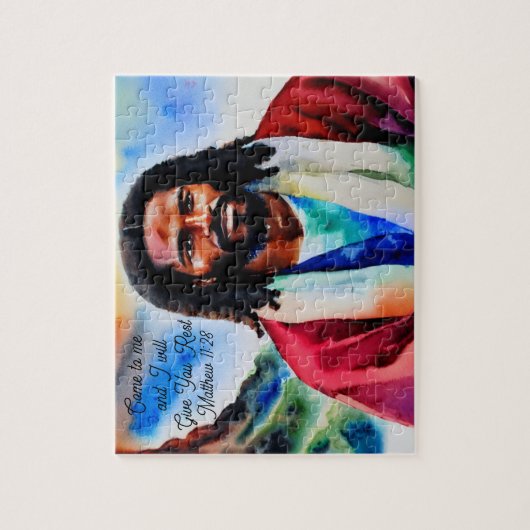 Jezus op de Waterverf van de bergtop Puzzle Legpuzzel (Verticaal)