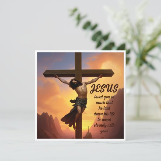 Jezus op een dwars Christelijk geloof Feestdagenkaart (Staand voorkant)