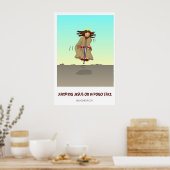 Jezus op een Pogo-stok pompen Poster (Keuken)