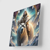 Jezus op een polair beer vierkante klok (Hoek)