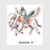 Jezus op een witte buffel (bizon) sticker (Vel)