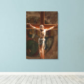 Jezus op het kruis Verpakt Canvas Afdruk (Insitu (Houten vloer))