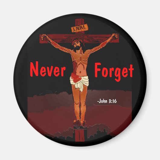 Jezus op het kruisbijbelcitaat magneet (Voorkant)