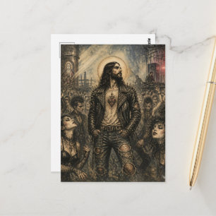 Jezus op het Punk Rock Goth-feest Briefkaart