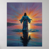 Jezus op het water, religieuze kunst poster (Voorkant)
