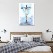 Jezus op kruis met vogels Verpakt Canvas Afdruk (Insitu (Slaapkamer))