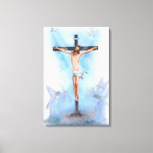 Jezus op kruis met vogels Verpakt Canvas Afdruk (Voorkant)