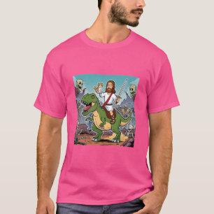 Jezus op T-rex cartoon versie T-shirt