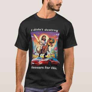 Jezus op Trex vs elektrische auto T-shirt