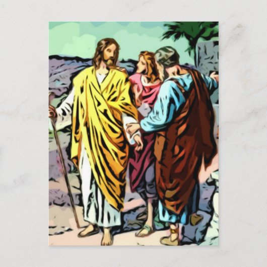 Jezus op weg naar Emmaus Briefkaart (Voorkant)