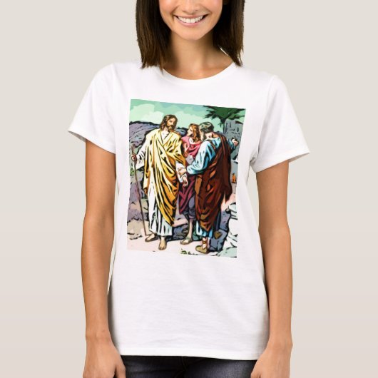 Jezus op weg naar Emmaus T-shirt (Voorkant)
