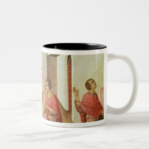 Jezus opent de ogen van een Man, geblindeerd, 1311 Tweekleurige Koffiemok