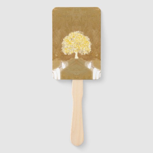 Jezus opent wapennagels in de handboom van het lev handwaaier (Voorkant)