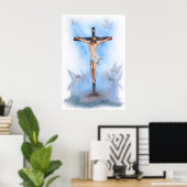 Jezus over de kruising met het vogelposter poster (Thuiskantoor)