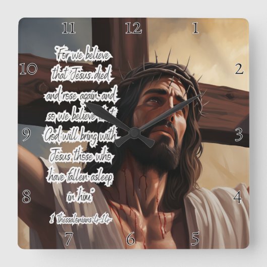 Jezus: Overleden, Roos, eeuwige hoop Vierkante Klok (Voorkant)