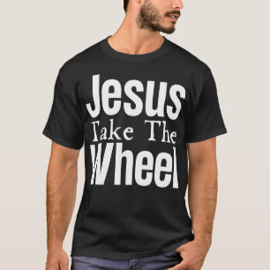 Jezus pakt het wiel aan t-shirt