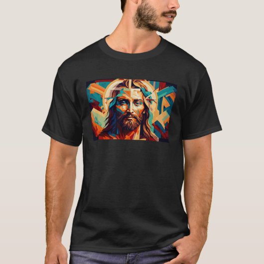 Jezus Portret Heer Christelijk Christendom Christu T-shirt (Voorkant)