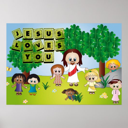 Jezus Poster voor Kinderkerk en Creche (Voorkant)