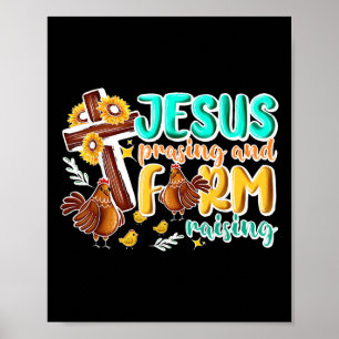 Jezus prijst en Boerderij bij het opvoeden van kip Poster