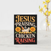 Jezus prijzend & Kippen fokken Funny Faith F Kaart (Gele Bloem)