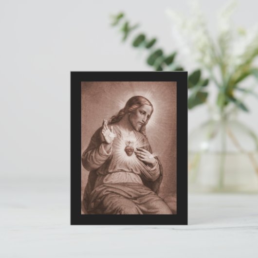 Jezus raakt zijn hart aan briefkaart (Staand voorkant)