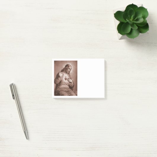 Jezus raakt zijn hart aan post-it® notes (Kantoor)