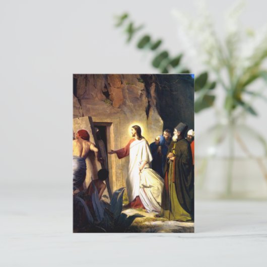 Jezus Raising Lazarus van de dood Briefkaart (Staand voorkant)