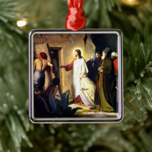 Jezus Raising Lazarus van de dood Metalen Ornament