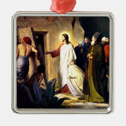 Jezus Raising Lazarus van de dood Metalen Ornament (Voorkant)