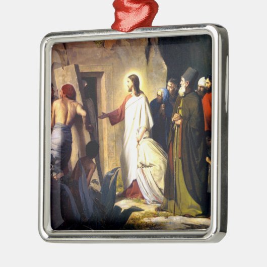 Jezus Raising Lazarus van de dood Metalen Ornament (Links)